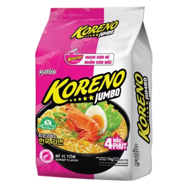 Mì Koreno Jumbo Vị Tôm 10 Gói*100G Mì Koreno Jumbo Vị Tôm 10 Gói*100G