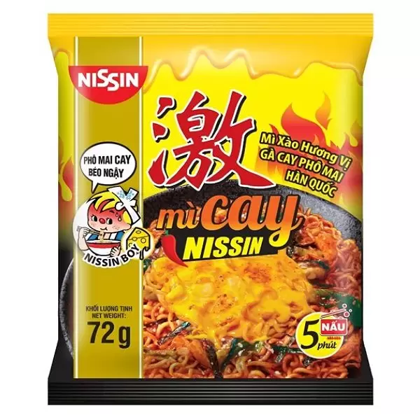 Mì Xào Nissin Gà Cay Phô Mai Hàn Quốc Gói 72G Mì Xào Nissin Gà Cay Phô Mai Hàn Quốc Gói 72G